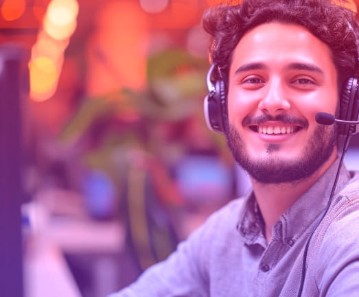 Hombre de soporte telefónico